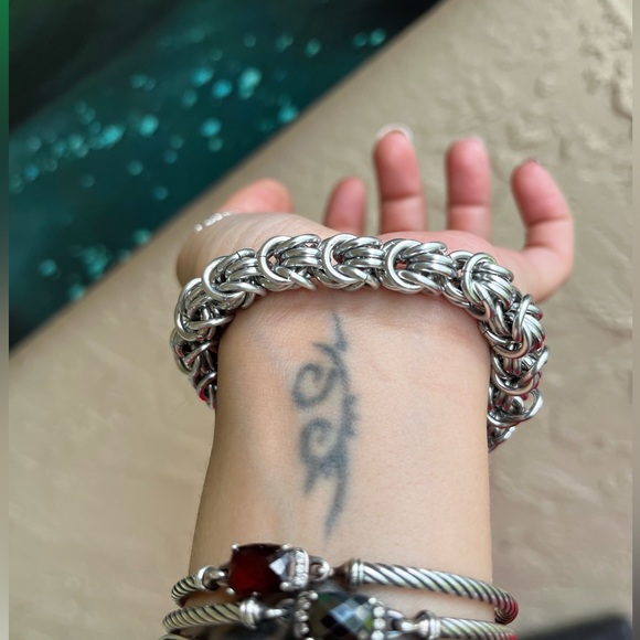 Handmade maille link bracelet . Indian ruby gem clasp heart love boho silver - Picture 11 of 14